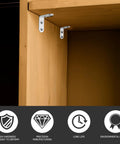 Heavy Duty Iron Angle Brackets 40x40mm Corner Braces with Screws installed on wooden shelf corner, rust-proof metal supports visible