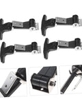 Image of Set of Four 304 Stainless Rubber Door Latches Toggle Clamps for toolbox, cooler, hood, and drawer, shown in black and silver.