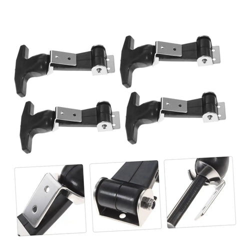 Image of Set of Four 304 Stainless Rubber Door Latches Toggle Clamps for toolbox, cooler, hood, and drawer, shown in black and silver.
