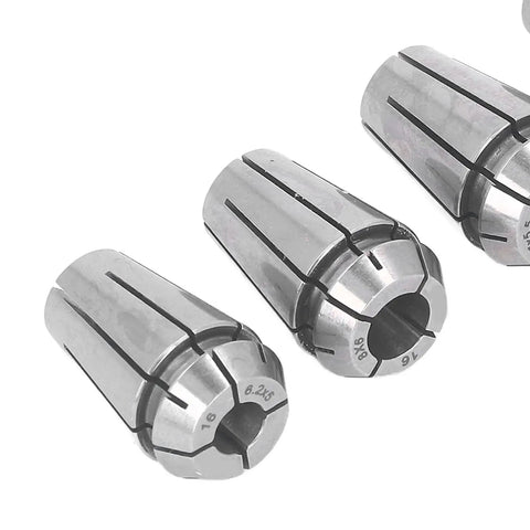 Collet Chuck Set For CNC Lathes And Milling Machines, 5-Piece D6 To D8 Range, showing precision steel collets