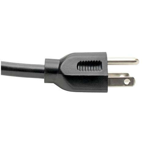 Heavy Duty 6 Foot 15 Amp Computer Power Cord 14 AWG 5To15P To IEC C13 For PC Monitor Laptop And More UL Listed Replacement 3 Prong AC Cable Built Tough And Ready For Home Office Gaming Gear, close-up plug