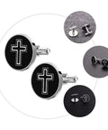 Cross Pattern Cufflinks For Men Elegant Shirt Fasteners For Formal Wear And Casual Outfits Perfect For Weddings And Special Occasions Stylish Accessory With Religious Cross Design