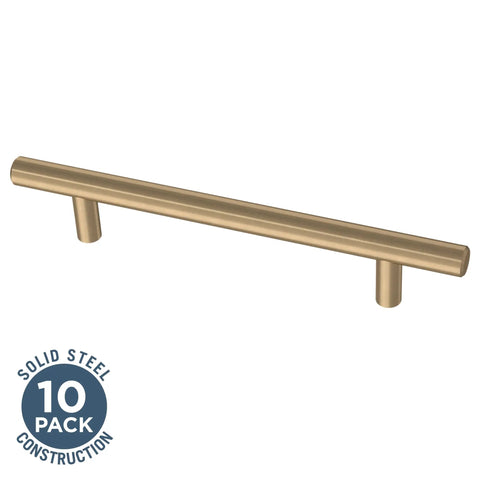 Champagne Bronze Cabinet Handles 5 1/16 Inch Hole Center Modern Pulls for Drawers and Kitchen Cabinets, solid steel, pack of 10.