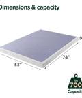 Full Size 4 Inch Low Profile Wood Box Spring Mattress Foundation Rock Solid Sturdy Frame with dimensions of 74 x 53 x 4 inches.