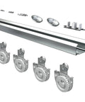 Bypass Sliding Door Hardware 60 Inch Track Set for Two Door Closet System with durable steel construction and smooth wheels