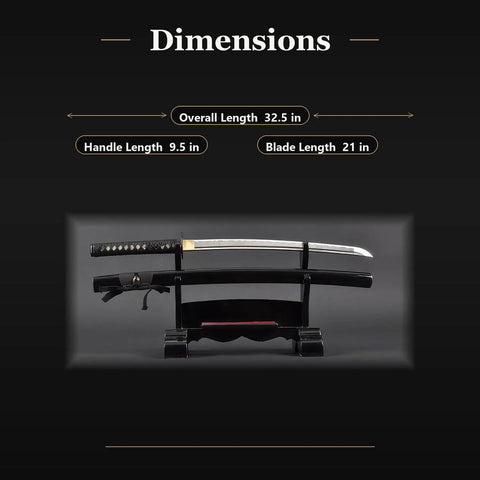 Aluminum Iaido Wakizashi Practice Sword With 21 Inch Blade For Safe Nukitsuke And Noto Drills shown with dimensions