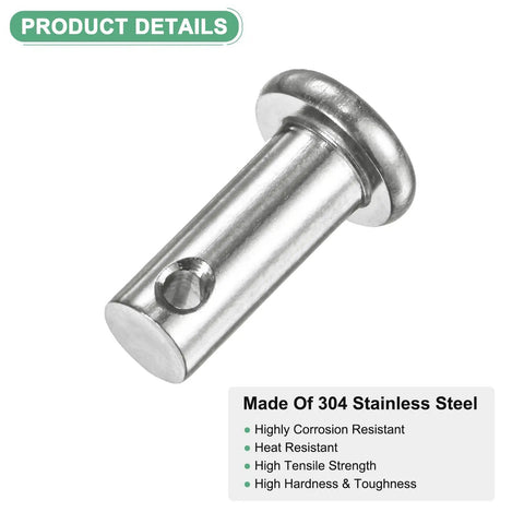 20 Pack Single Hole Clevis Pins M6 x 16mm 304 Stainless Steel Flat Head for Mechanical Linkage Fixed Parts Ship Rigging Link Hinge Pins Reusable Quick Connect Hardware, 304 stainless pin