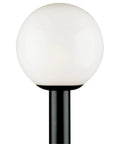 One Light Post Top Exterior Lantern With Black Polycarbonate Body And White Acrylic Globe For Outdoor Lighting Built Tough No Fuss Weatherproof UL Listed 100W Max Post Not Included