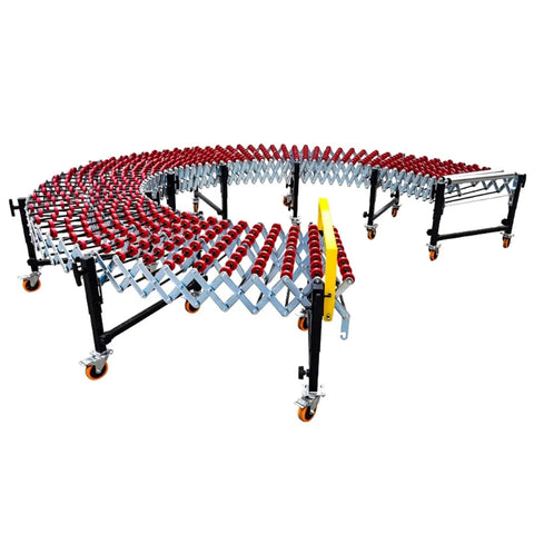 Wide Adjustable Unpowered Conveyor Table With Flexible Rollers, Workhorse Extendable Length From 11.8 To 66.9 Inches, Height Adjustable