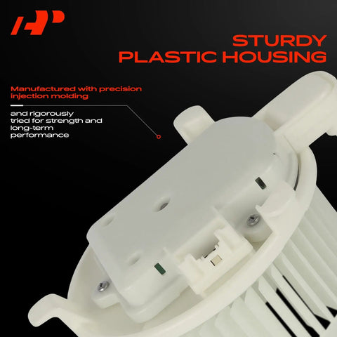 Front HVAC Heater Blower Motor With Fan Cage And Impeller For Lexus CT200h, showing sturdy plastic housing and control module.