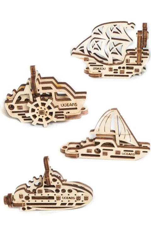 Anti Stress 3D Puzzle Set Of 4 U Fidgets Miniature Mechanical Models With Self Assembly, plywood sailboat and ship set