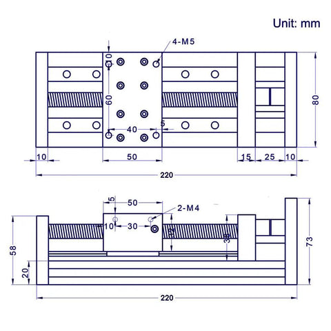 100mm Travel Double Linear Rail Guide SFU1605 Ballscrew And Nema 23 Stepper For CNC Router XY Z Linear Stage Actuator Rock Solid High Precision Heavy Duty Motion System, dimension drawing
