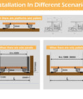 Diagrams showing installation of Premium Pair Undermount Drawer Slides With Full Extension And Soft Close for various cabinet scenarios.