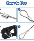 Four-step guide using All In One 1/8 Inch Wire Rope Crimp Sleeve Kit With 100 Aluminum Crimp Sleeves And 50 M3 Stainless Steel Thimbles