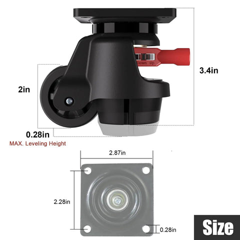 Tough As Nails 2 Inch Leveling Casters Set Of 4 With Adjustable Steel Feet Premium Nylon Wheels Rated For A Legit 2200 Lb Heavy Duty Load detailed size image