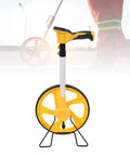 Keenso Distance Measuring Wheel, Backlit Digital Display 37in, featuring a yellow wheel and ergonomic handle, used for measuring distances.
