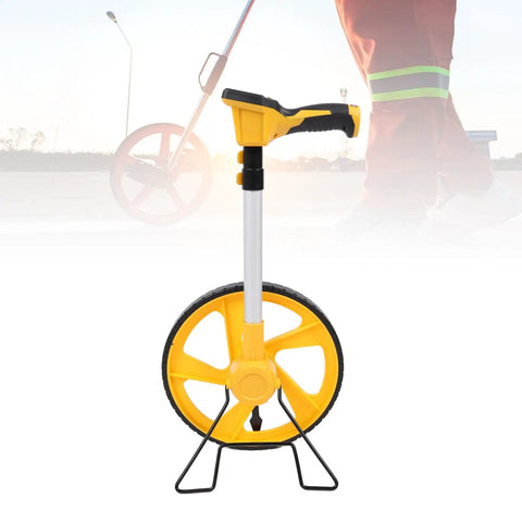 CFTGIW Distance Measuring Wheel with Precision Machined Digital Display for, showcasing yellow wheel and sturdy handle.