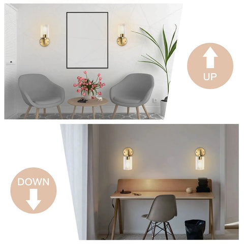 Gold Wall Sconce Set Of Two Rustic Brass Vanity Lights For Bathroom And Hallway Dope Industrial Farmhouse 1 Light Wall Lamps With Glass Shade Modern Home Decor Vibe For Living Room Bedroom Entryway