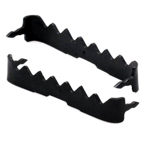 Sawtooth Picture Hangers 100 Pack Black Steel No Nail No Extra Hardware Needed Durable Heavy Duty Hangers For Picture Frames And Artwork Easy To Install Great For Home Or Gallery Walls, close-up view.