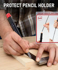 Using Deep Hole Marking Carpenter Pencil Set With 55mm Long Nose Three Woodworking Pencils And 24 Refills Protective Cap Built In Sharpener Pro Grade For Construction And Workshop Use Yellow