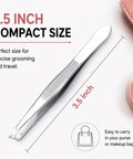 Precision Slant Tip Tweezers Set 3 Pack Stainless Steel Eyebrow Tweezers For Facial Hair Ingrown Hair And Fine Hair Removal Professional Beauty Grooming Tool With Easy Grip, 3.5-inch compact size