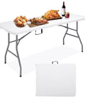 Six Foot Folding Camping Table With 350 Lb Capacity Portable Outdoor Picnic Desk Beefy Heavy Duty Plastic Rectangular Work