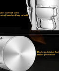 Solid 304 Stainless Steel Food Storage Canisters With No Sweat Snap Lids, showing sturdy handles and a thickened stable bottom.