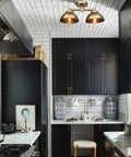Two Light Semi Flush Mount Ceiling Fixture With Industrial Metal Shade Vintage Inspired Modern Style Lighting in kitchen