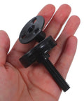 Heavy Duty Threaded Leveling Feet for Chairs, Cabinets, and Desks Adjustable Furniture Levelers With 3/8-16 Threads for Uneven Floors, Wobble Free Rock-Solid Support for Benches, Tables, and More black threaded leveling feet in hand