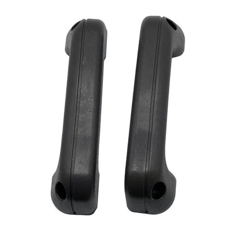 Upgrade Your Ride With This Stylish Door Handle Knob Arm Rest And Pull Grip Cover Perfect For 1986 To 1997 Car Models Replace Damaged Parts Easily While Keeping Your Interior Looking Fresh And Clean From Daily Drives To Long Road Trips., black plastic door handle knob cover set shown front view