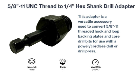 Precision Machined Heavy Duty 5/8 To 1/4 Inch Hex Shank Drill Adapter Slick Conversion Tool For Core Bits And Drill Press, steel material.