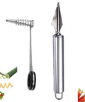 Awesome 2 Piece Spiral Cutter And V Shape Carving Tool Set For Potatoes Cucumbers Carrots And Fruit Stainless Steel Piranha Style