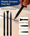 12Pcs Plastic Scraper Tool Set For Crevices And Tight Spaces, Non-Scratch Car Detailing, Label Remover And Peeler, Multipurpose Cleaning Tool For Home Auto Kitchen Office And DIY Projects, 3-head close-up