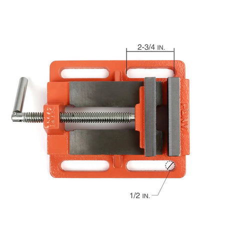 Beefy 4 Inch Drill Press Vise For Home Shop And Pro Workshops, Heavy Duty Cast Iron Clamp With Dual Mount Slots, Easy Mount On Any Drill Press, Orange Powder Coat For Extra Durability And Precise Holding