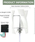 Diagram of 1000W Vertical Wind Turbine Kit With 3 Fiberglass Blades And Controller 12V/24V/48V Output Copper Wire Permanent Magnet Generator