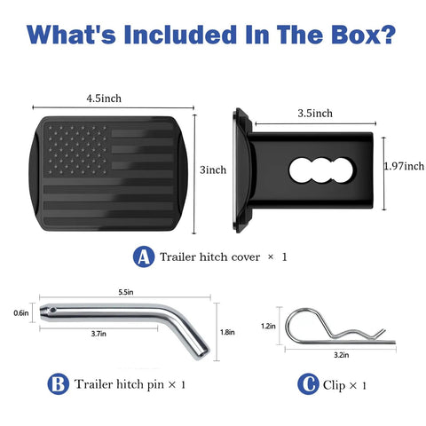 Heavy Duty American Flag Trailer Hitch Cover For 2 Inch Receivers With Pin And Clip Black Metal Shield Protects Your Hitch