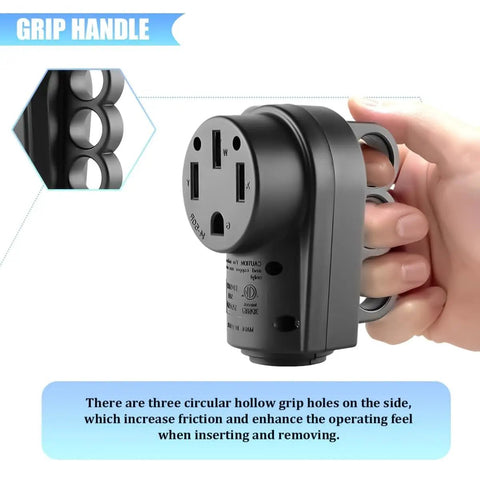 Heavy Duty 30 Amp RV Male Power Plug Solid As A Rock Copper And Nylon Build with ergonomic grip handle for easy use.