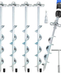 Built Tough Heavy Duty Ground Anchors Screw In Stakes 12 Inch 4 Pack with drill socket, T-handle, spiral blades visible