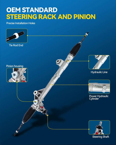 Hydraulic Rack And Pinion Steering Assembly For Ford F-150 2009-2010 showing key components and installation points.