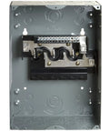 Homeline Load Center With Cover 100 Amp Indoor Electrical Panel showing internal structure and fixed main lugs for home wiring