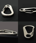 10 Pack 1.77 Inch Stainless Steel Clip Spring Snap Hooks EDC Mini Carabiners Quick Release For Outdoor Keychains Camping Fishing Hiking Travel Gear Heavy Duty 100lb Capacity, showing close-up of hook design.