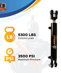 1.5x6 hydraulic cylinder with welded clevis, black finish, double-acting, 3/8 in NPT