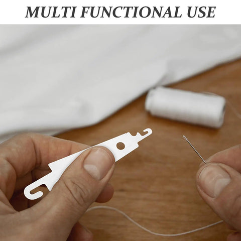 Stainless Steel Manual Needle Threader 60 Piece Set For Hand Sewing Portable No Fuss Threading Tool Easy For Seniors And Beginners Durable Metal Threading Device For Travel And DIY Repairs, white threader held with sewing needle