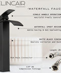 Vessel Sink Set With Tempered Glass Round 16.5 Inch Above Counter Basin Clear Finish Modern Hand Painted Pattern With Dope Sleek Matte Black Waterfall Faucet Pop Up Drain Included Premium Deco Glass Design - matte black waterfall faucet with connectors.
