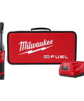 M12 Cordless 3/8 Inch Extended Reach Ratchet Kit With Knockout Torque Output And Ultra Slim Head Design in red case with charger