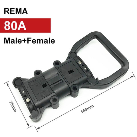 Hardcore Industrial Charging Plug For Forklifts And Electric Pallet Trucks 80A 150V with male and female connectors.