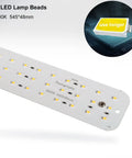 Close-up of 96 LED lamp beads on board with product details for 4 Piece LED Light Boards With 2 Dimmable Power Adapters