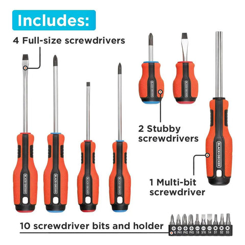 Magnetic Screwdriver Set 17 Piece With Secure Grip Magnetic Tips And Color Coded Handles For Easy Fastening No Slips Or Strips