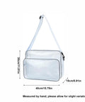 15 Point 7 Inch Transparent Anti Static Cleanroom Engineer Shoulder Bag With Adjustable Strap Durable Abrasion Resistant Pvc Tool Hauler Front view showing dimensions and design.
