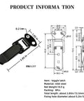 Spring Loaded Toggle Latch Set 8 Pcs Black Steel Hasp Clip Lock dimensions and specifications diagram